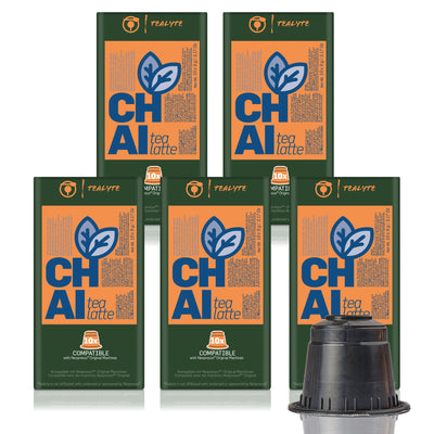 tealyte Chai Latte 50ct Bundle - 5 x 10 Pods (contains dairy)