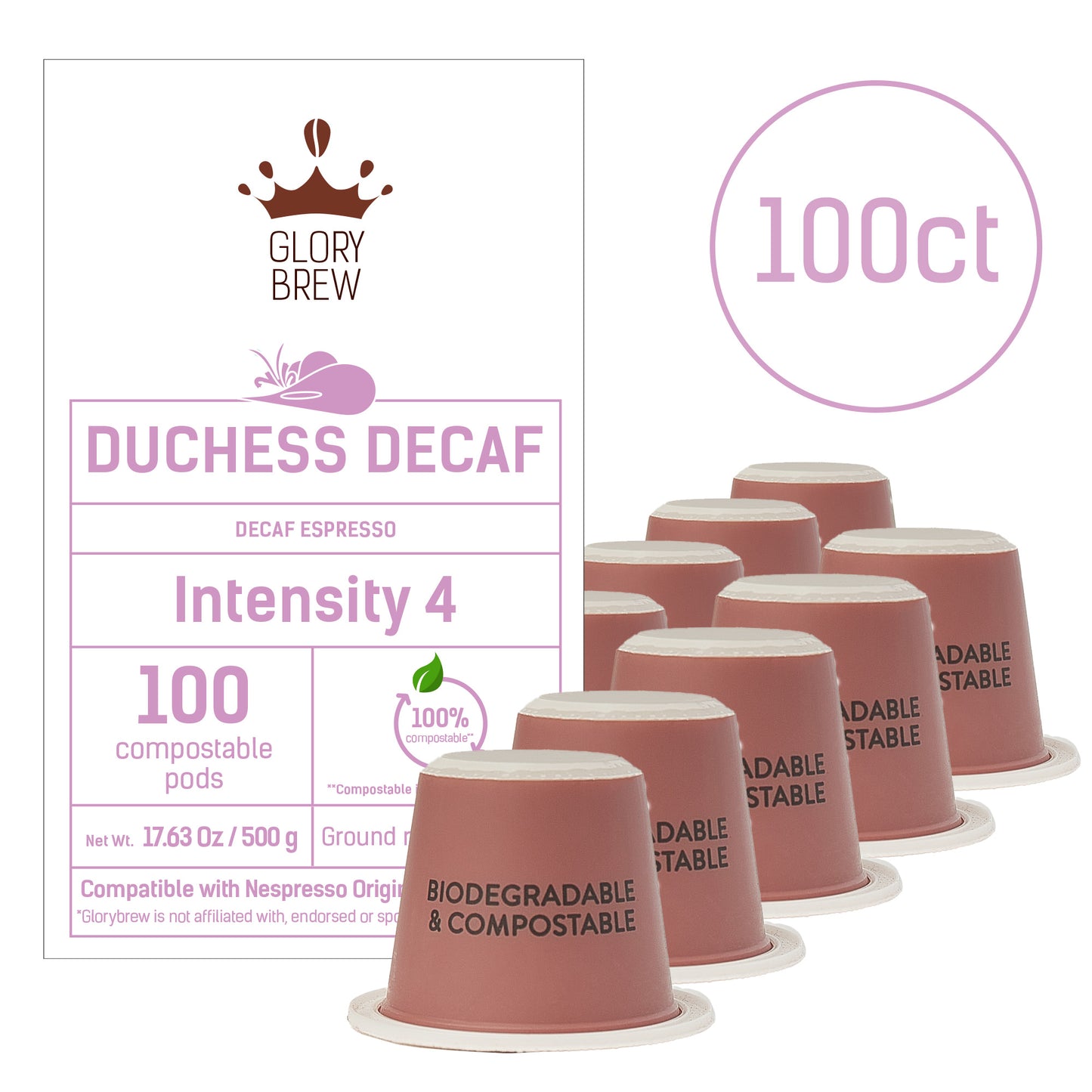 Duchess Decaf – Wholesale Bundle – 400 Compostable Espresso Pods – Intensity 4 - Without Caffeine