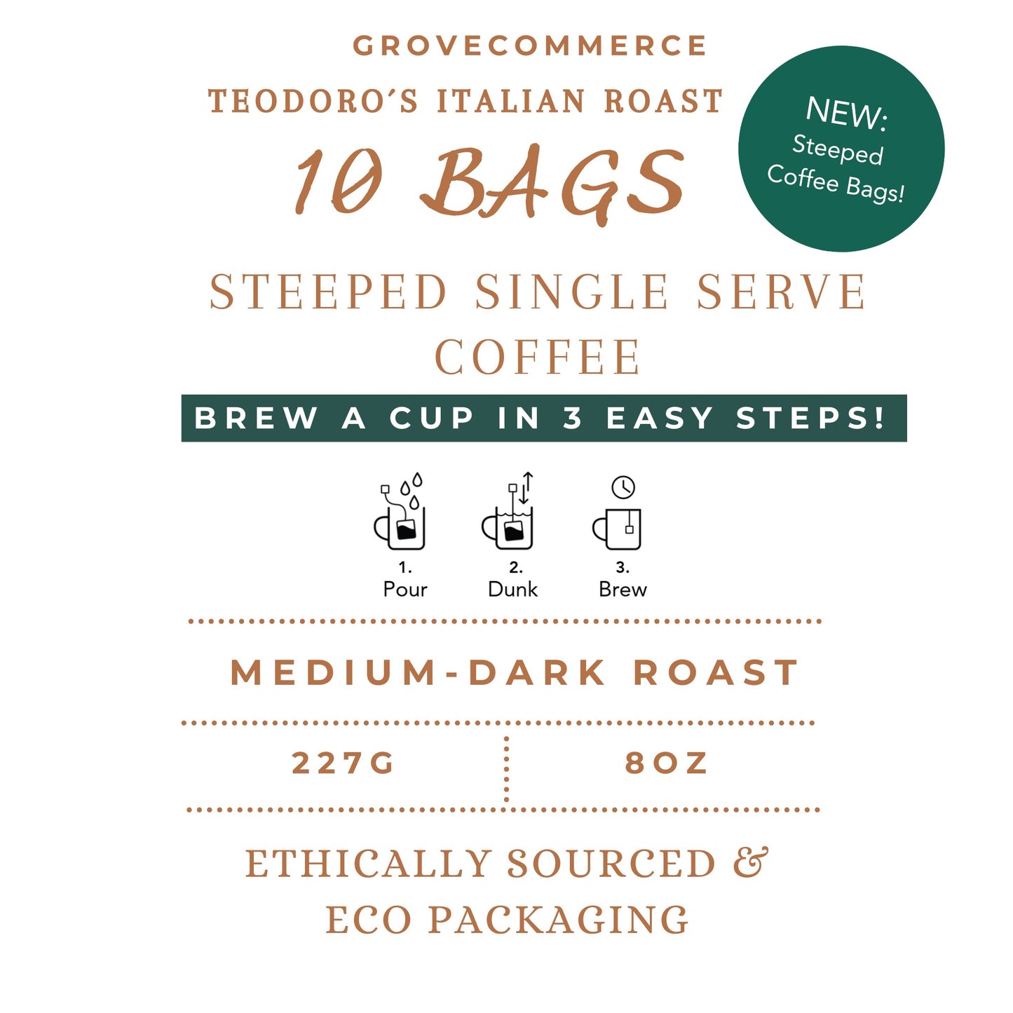 Teodoro's Italian Roast - Steeped Single Serve - 10 bags