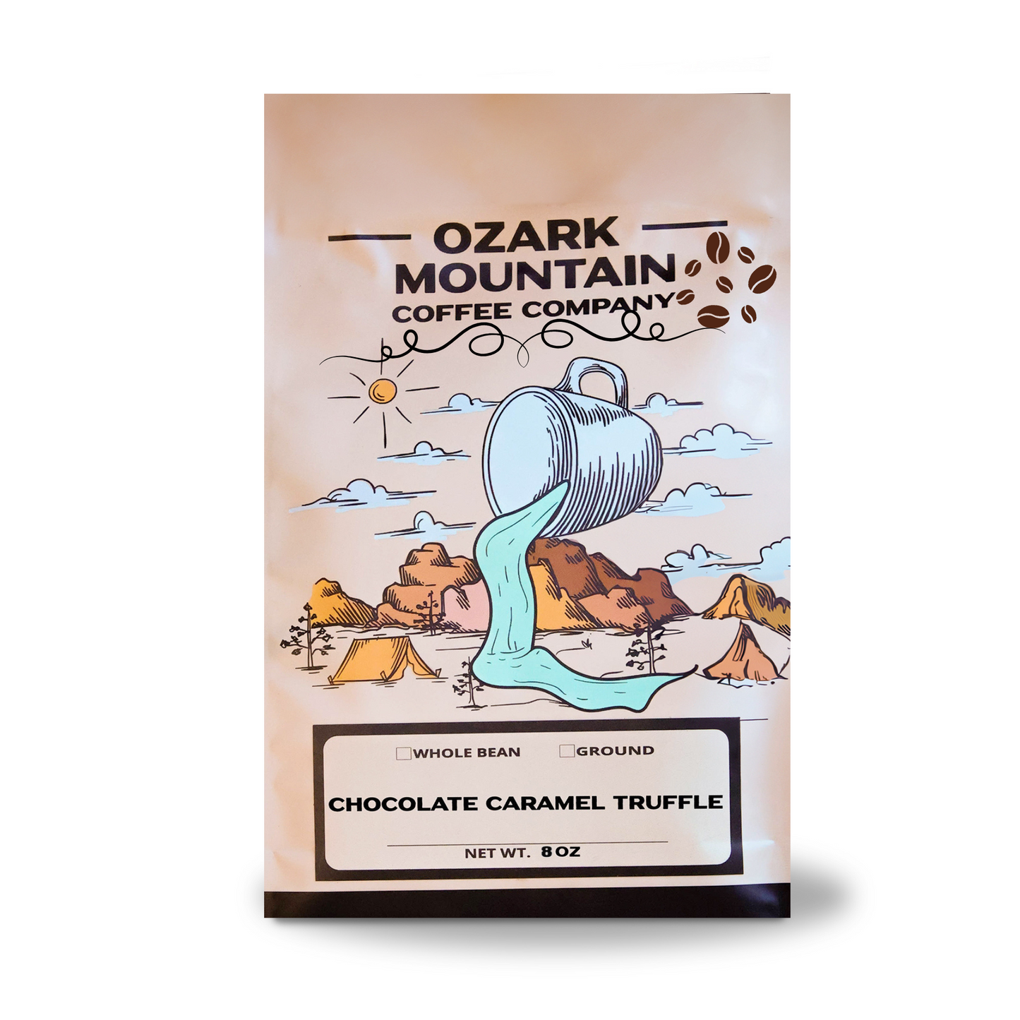 Ozark Mountain Chocolate Caramel Truffle Whole Bean 100% Arabica 8oz Main Image