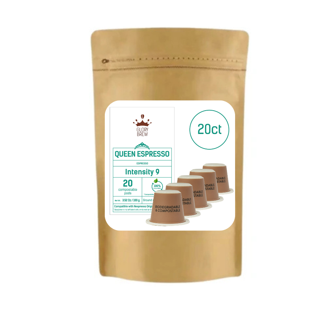 Queen Espresso - Compostable Espresso Trial Pack - 20 Pods - Intensity 9