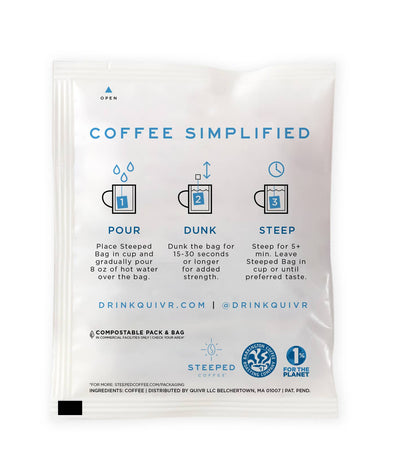 Quivr - Steeped Single Serve - 10 bags Steeped Hot Coffee Bags