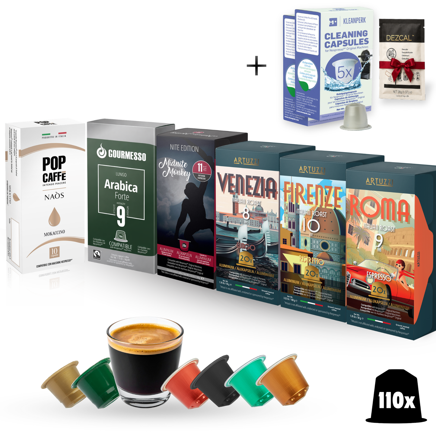 100ct Espresso Sampler + 10ct Cleaning Pods