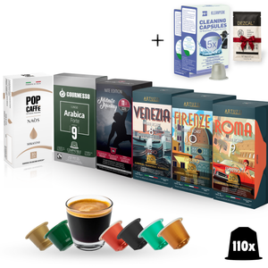 100ct Espresso Sampler + 10ct Cleaning Pods