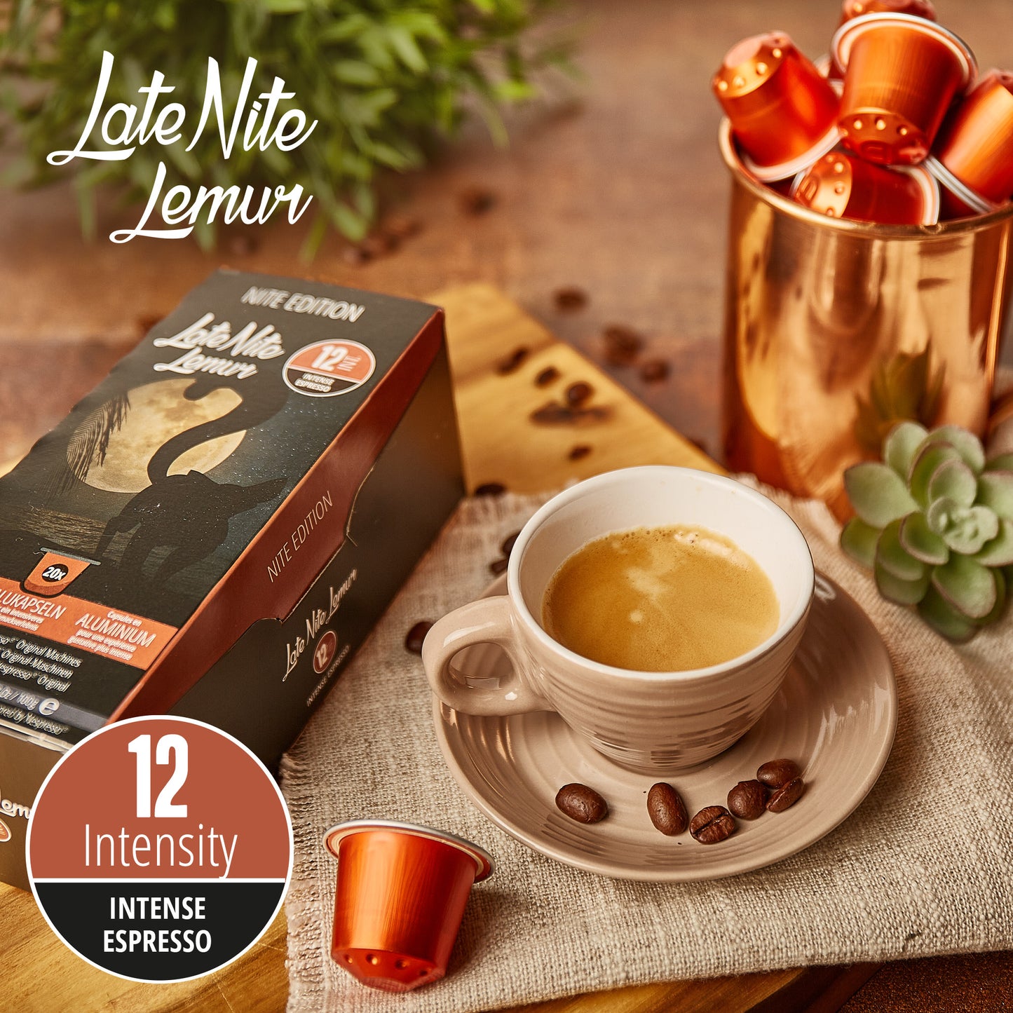 Late Nite Lemur - Wholesale Bulk Pack - High Intensity Espresso Pods - 800 Pods - Intensity 12