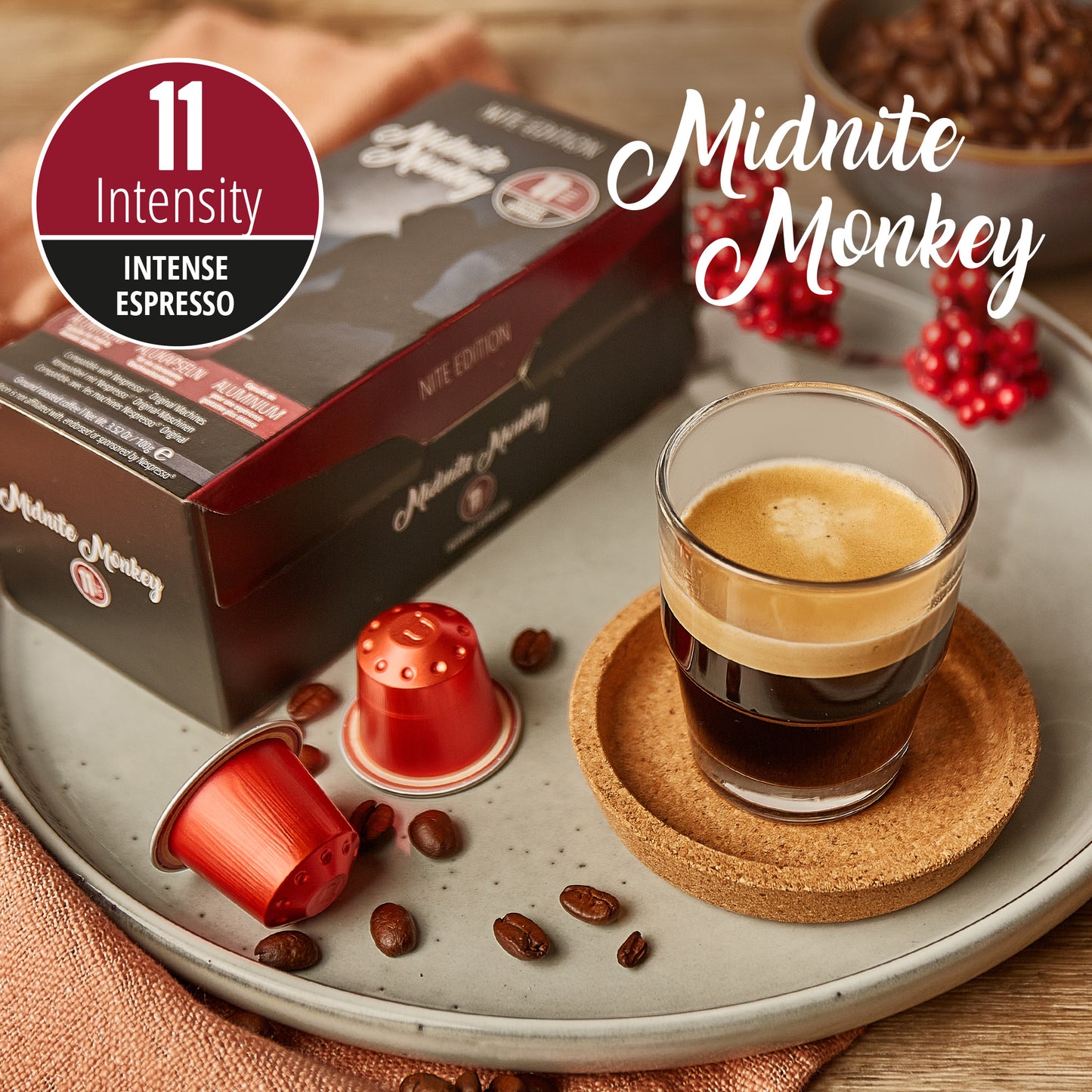 Midnite Monkey - Wholesale Bulk Pack - High Intensity Espresso Pods - 1000 Pods - Intensity 11