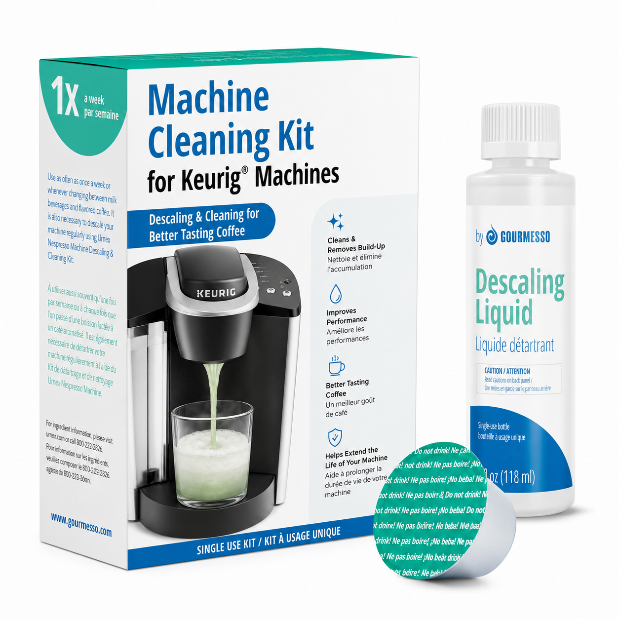 Machine Cleaning Kit for Keurig Machines - Descaling Solution + 1 Cleaning Pod
