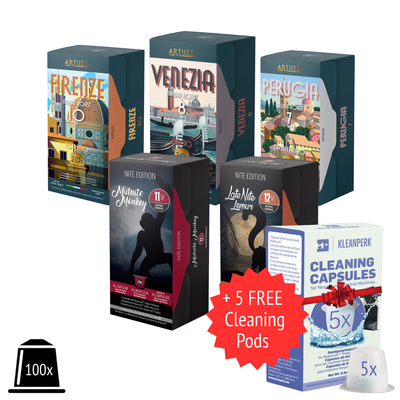 New Customer Special 100ct: Espresso Variety + 5 FREE Cleaning Capsules