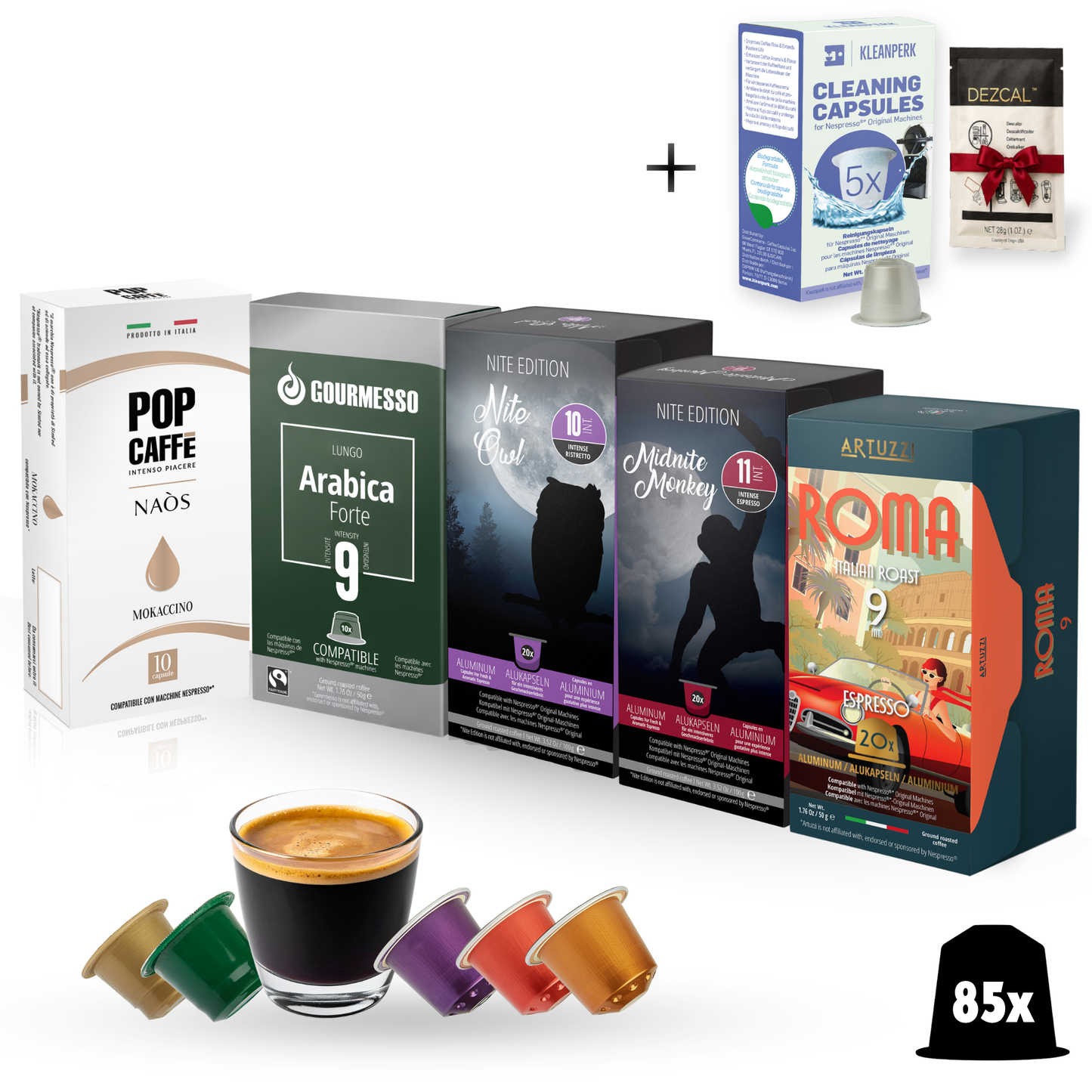 80ct Espresso Sampler + 5ct Cleaning Pods