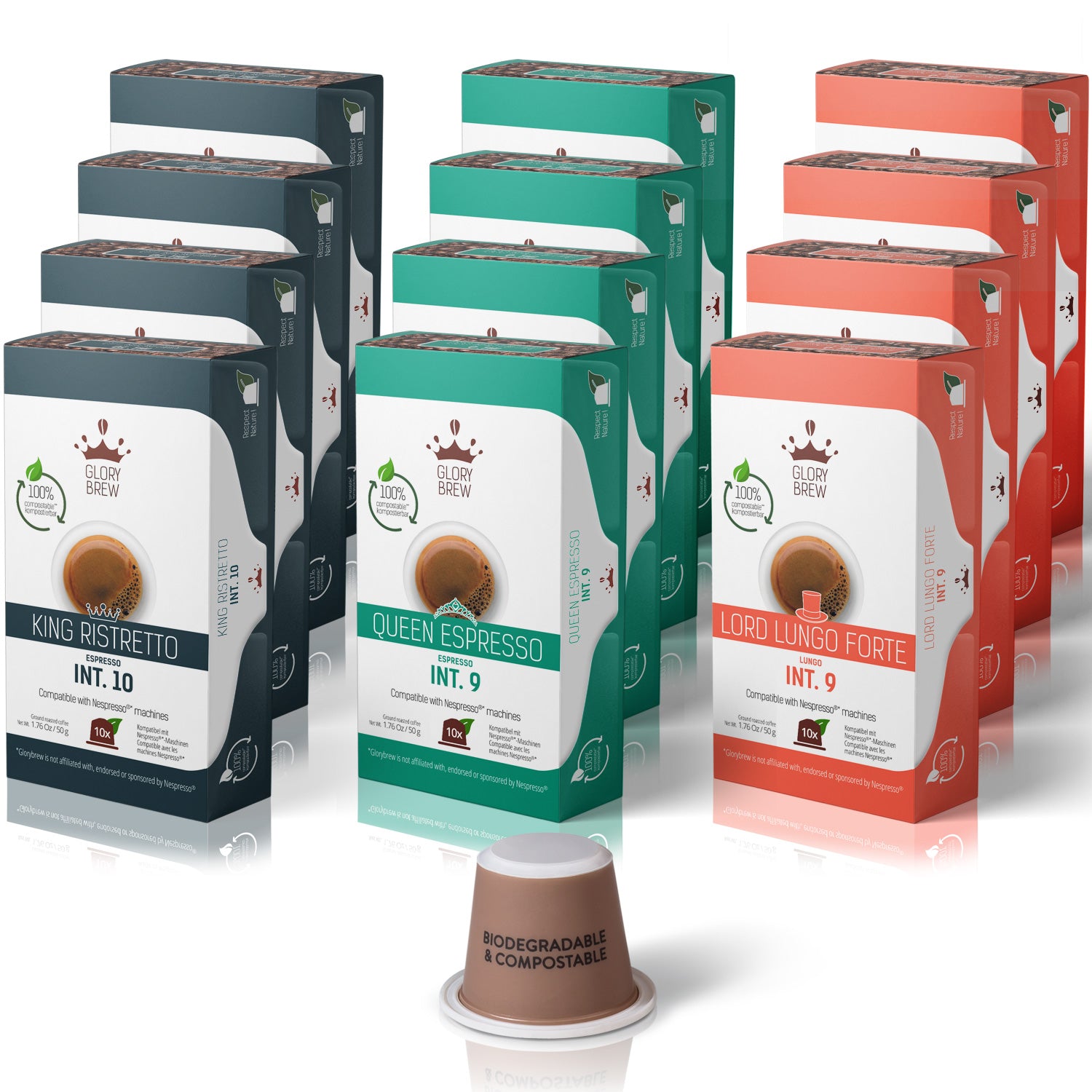 Glorybrew Espresso Bundle 120 Compostable Nespresso Pods (.44/pod