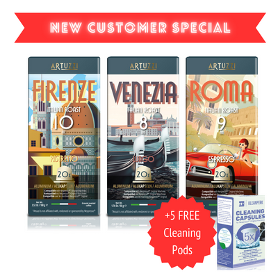 New Customer Special: Artuzzi Espresso 60ct + 5 FREE Cleaning Pods