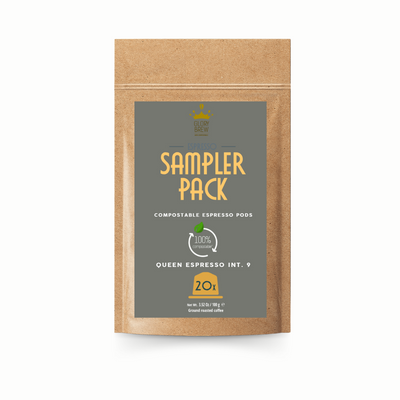 Queen Espresso - Compostable Espresso Sampler Pack - 20 Pods - Intensity 9