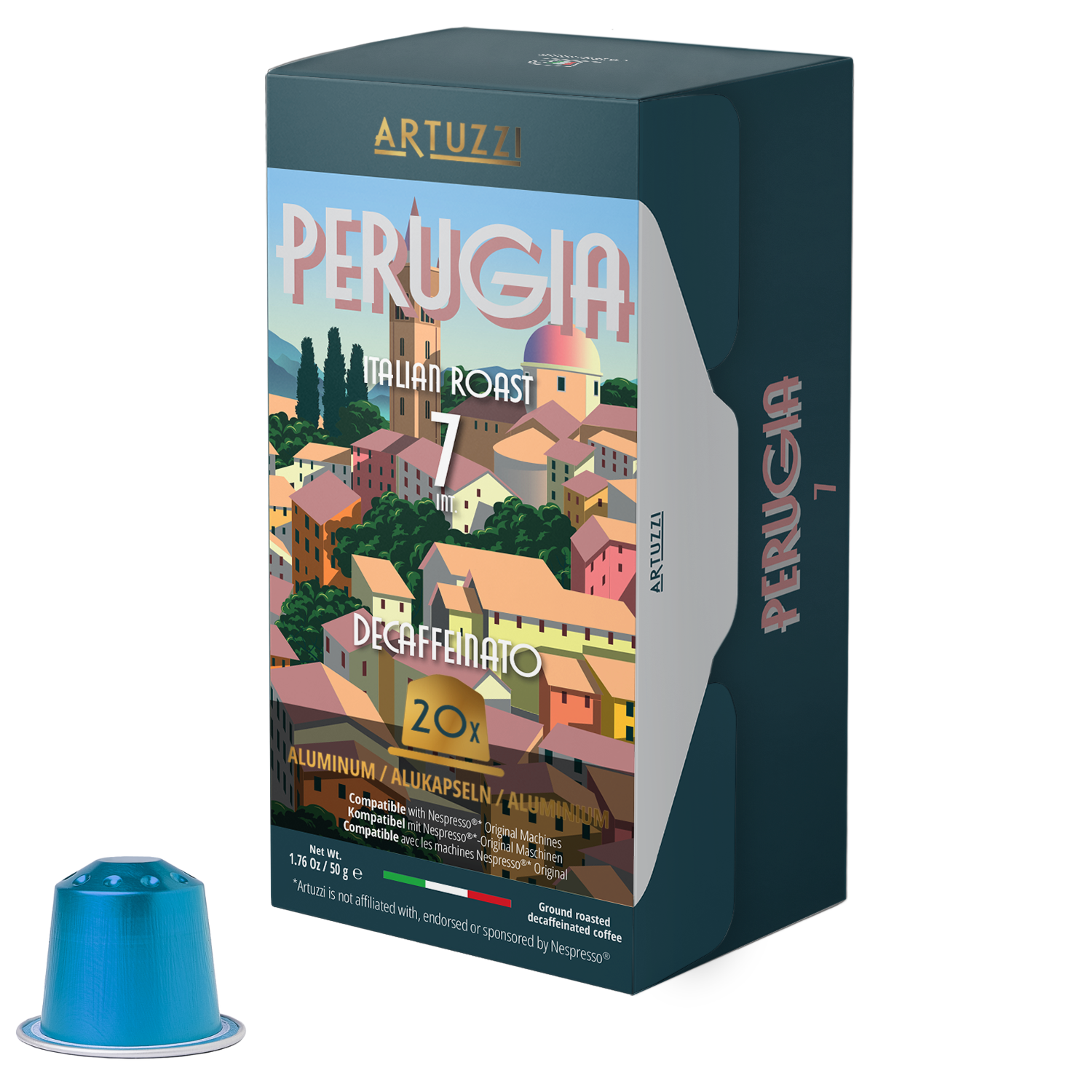 Artuzzi Perugia Decaf Espresso 20 Aluminum Pods for Nespresso