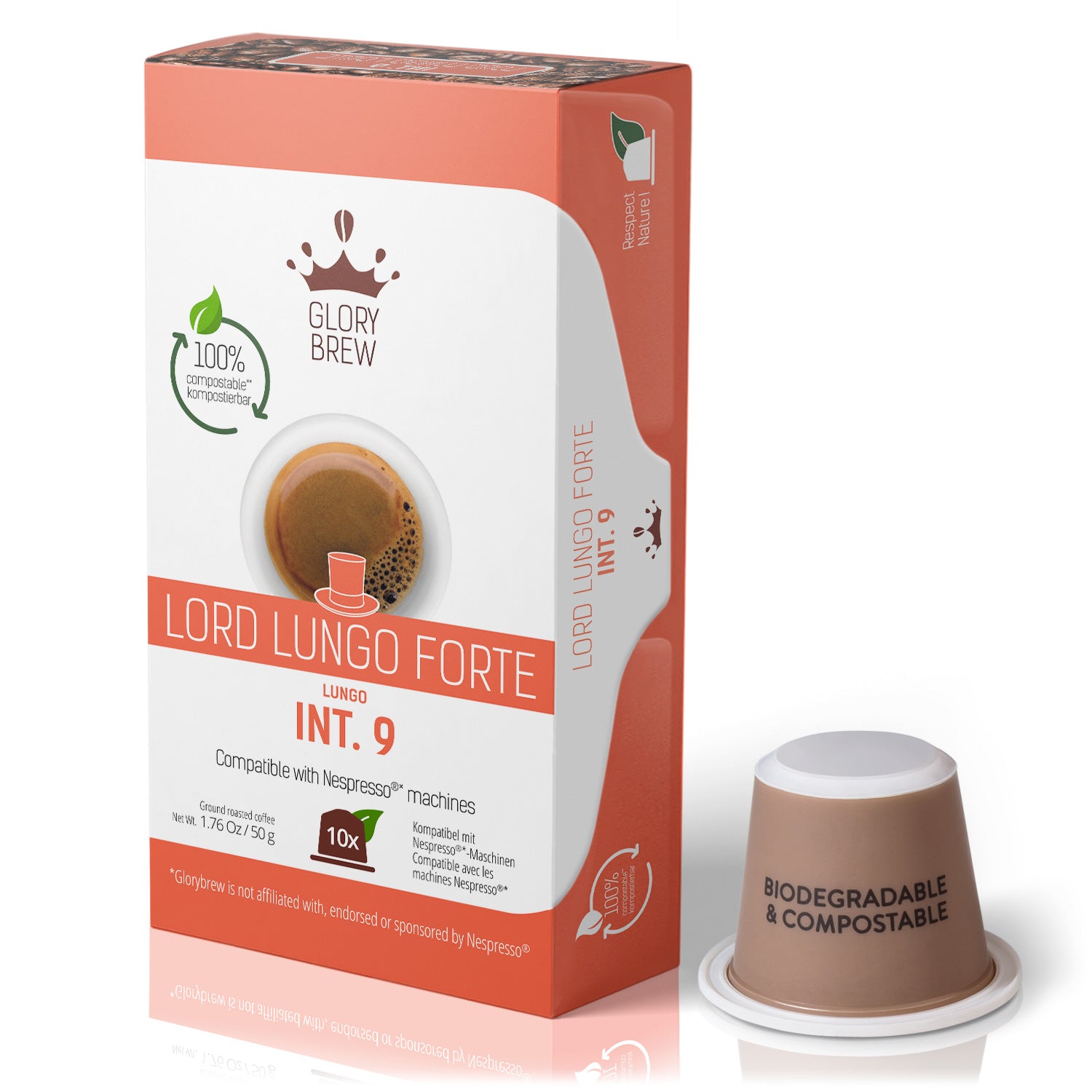 Glorybrew Nespresso Compostable Pods - Lord Lungo Forte 10ct