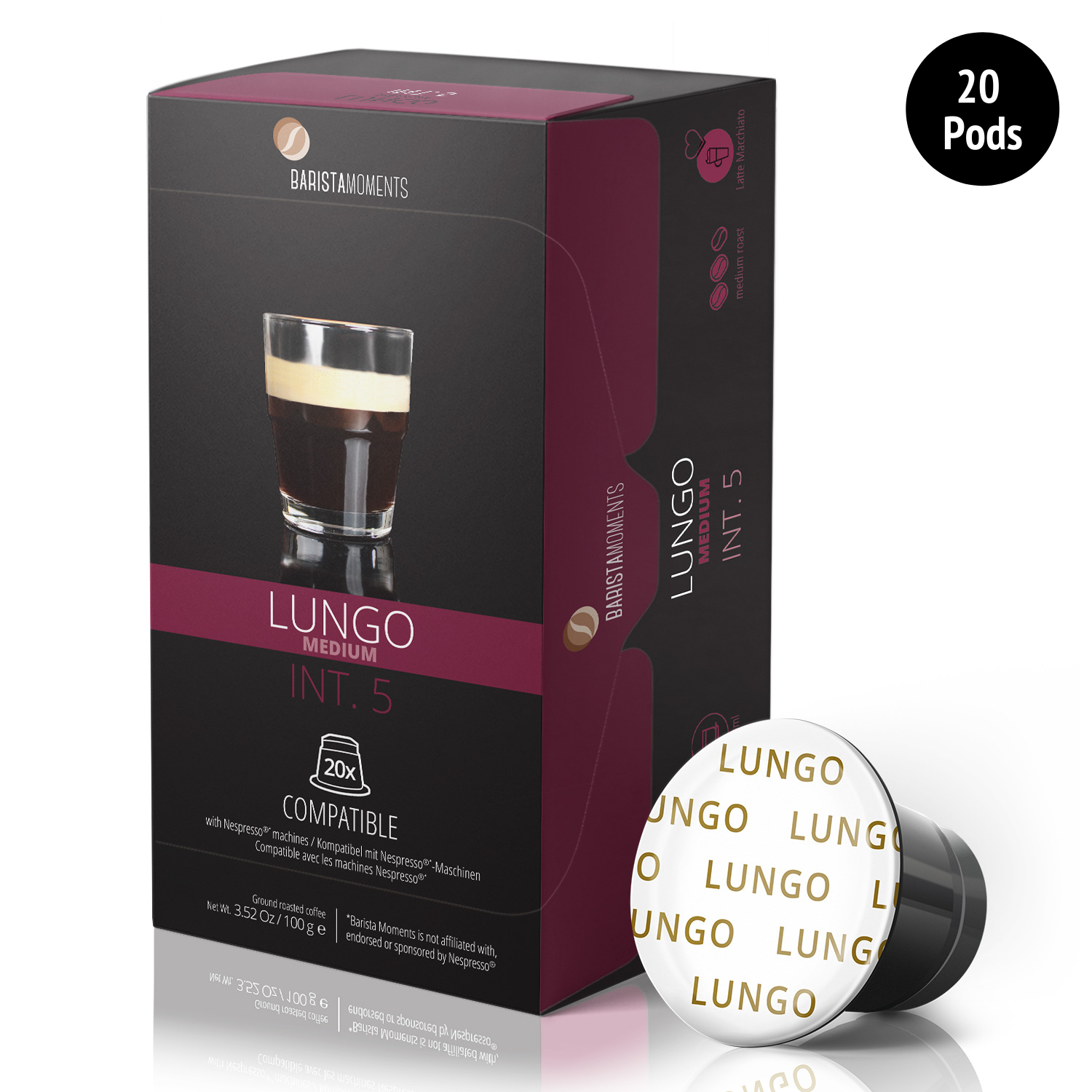 Pinpoint stang Ungkarl Barista Moments Lungo Medium Intensity - 20 Nespresso Compatible Pods -  Gourmesso Coffee