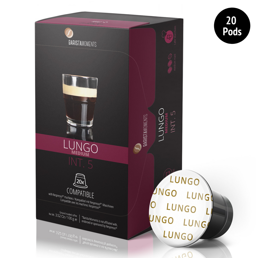 Lungo Capsules For Nespresso Original Machines Tagged Intensity 5 -  Gourmesso Coffee